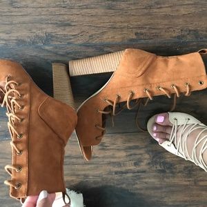 Brown Lace Up Heels
